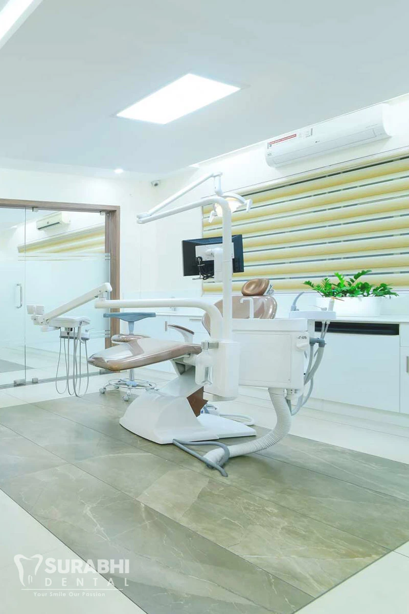 Modern dental treatment room with chair and equipment at Best Dental Clinic in Angamaly, Kerala